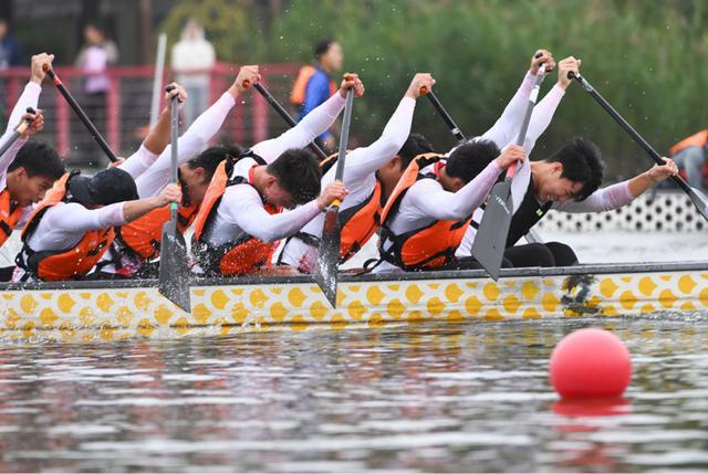 景中竞渡舟如箭绿博园里赛龙舟(图3)