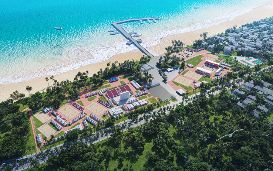 最美滨海竞赛场馆来啦！三亚亚沙会场馆建设全速推进
