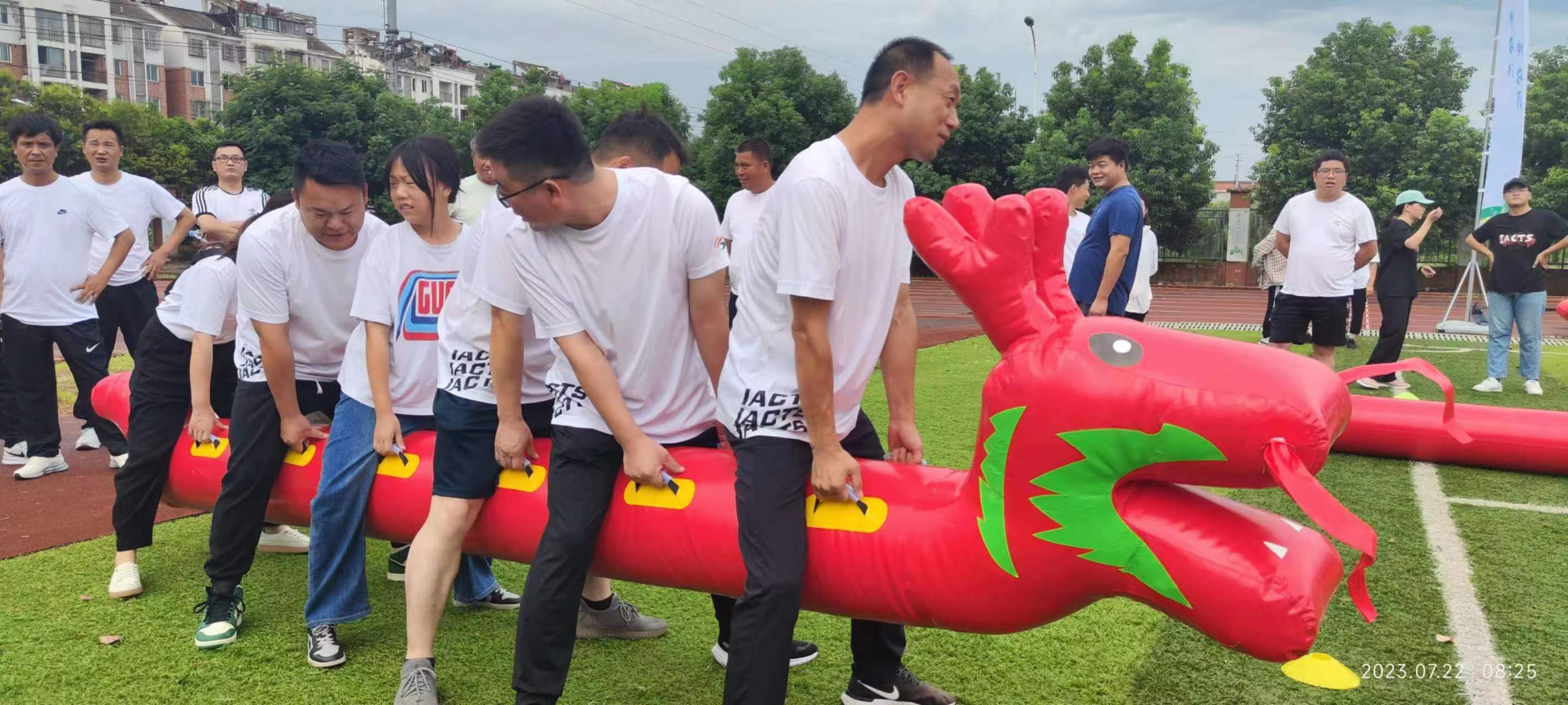 团结协作奋力向前 陆地龙舟妙趣横生(图1)